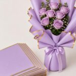 Waterproof Multicolor Bouquet Wrapping Paper 58cm x 58cm (60 Microns) – Wavy Line Design for Flower Bouquets, Gift Wrapping & DIY Decoration: Pack of 20 Sheets: Purple