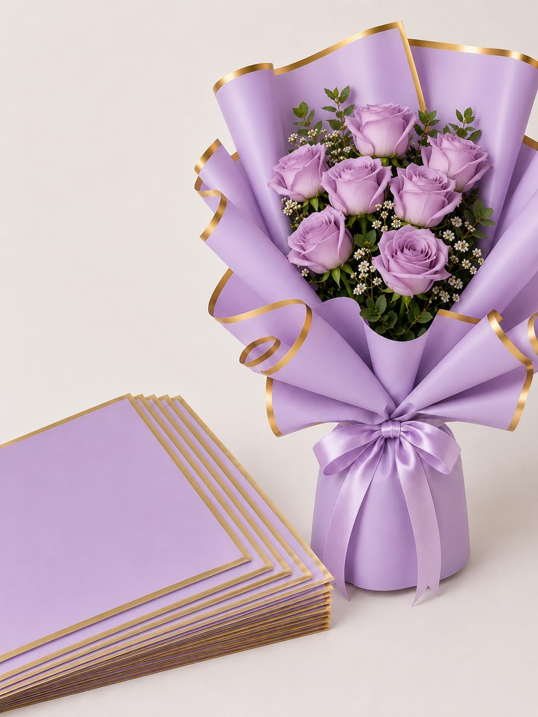 Waterproof Bouquet Wrapping Paper 58cm x 58cm (60 Microns) – Wavy Line Design for Flower Bouquets, Gift Wrapping & DIY Decoration: Pack of 20 Sheets: Multi Colour - Image 3