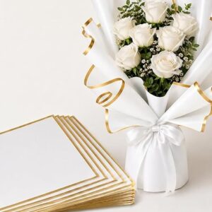 Waterproof Multicolor Bouquet Wrapping Paper 58cm x 58cm (60 Microns) – Wavy Line Design for Flower Bouquets, Gift Wrapping & DIY Decoration: Pack of 20 Sheets: White