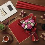 Waterproof Multicolour Bouquet Wrapping Paper 58cm x 58cm (60 Microns) – Wavy Line Design for Flower Bouquets, Gift Wrapping & DIY Decoration: Pack of 20 Sheets: Red